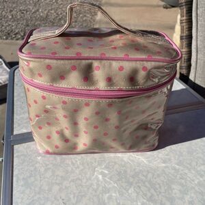 Vintage 90’s Estee Lauder Cosmetic Bag Pouch Case Tote Pink Polkadots